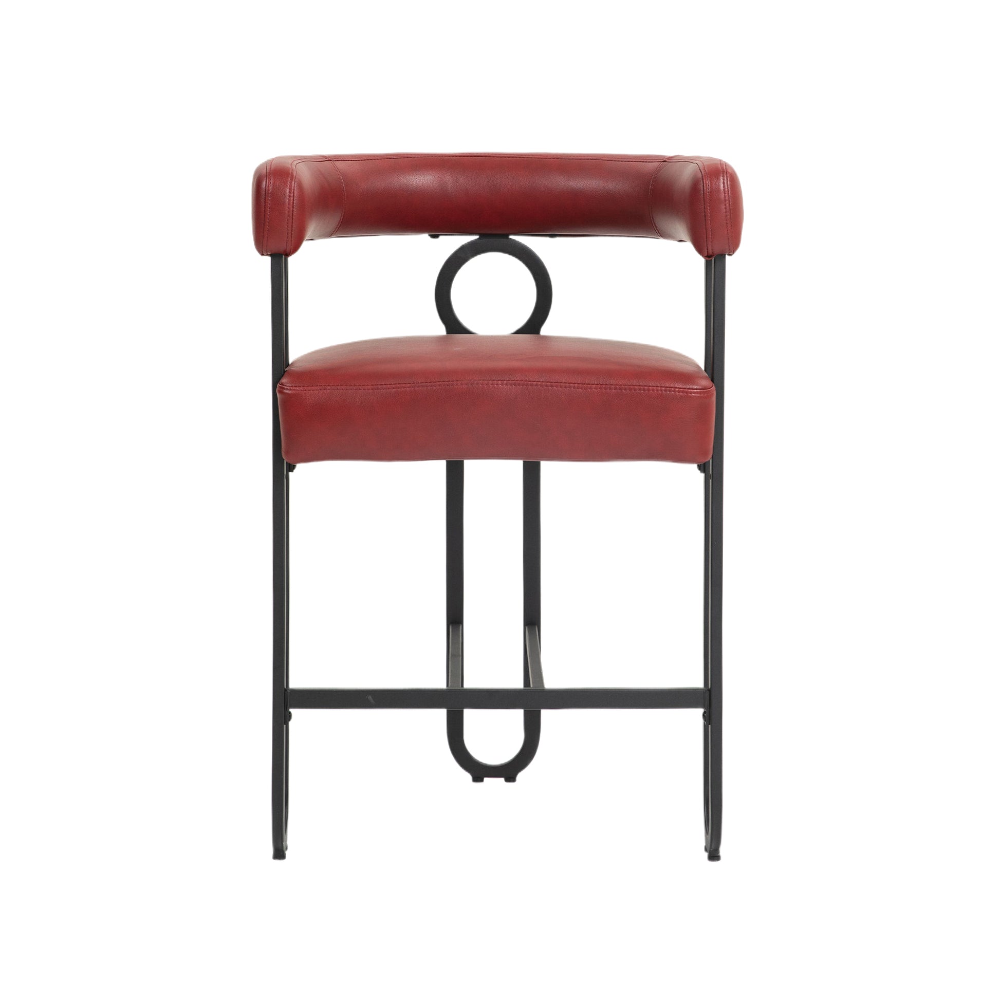 Coolmore Bar Stools Set Of 2, Modern Bar Stool With Back, Black Metal Frames, Upholstered Bar Stools For Kitchen Island, Pub, Club Wine Red Pu Wine Red Foam Pu Leather