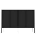 Metal Sideboard Cabinet With 4 Glass Door, Steel Locker Sideboard Buffet Cabinet, Sideboard Buffet Cabinet With 4 Doors, Kitchen Storage Cabinet, Coffee Bar Cabinet For Kitchen, Living Room, Black