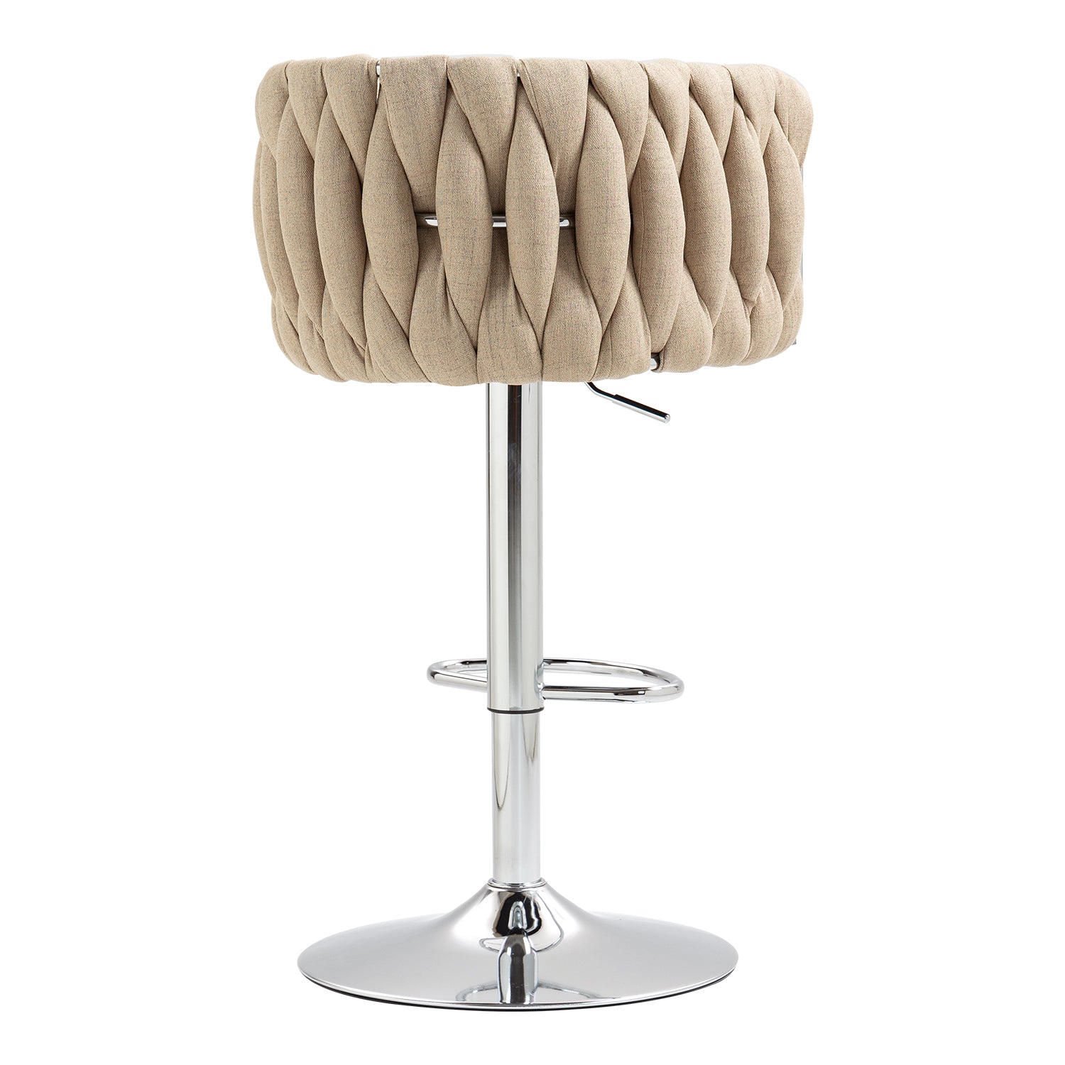 360 Fabric Cover Swivel Bar Stools Set Of 2, Adjustable Counter Height Bar Chairs With Woven Back & Footrest, Silver Chromed Bar Stools For Kitchen Island, Cafe, Pub Yellow Metal Yellow Kitchen