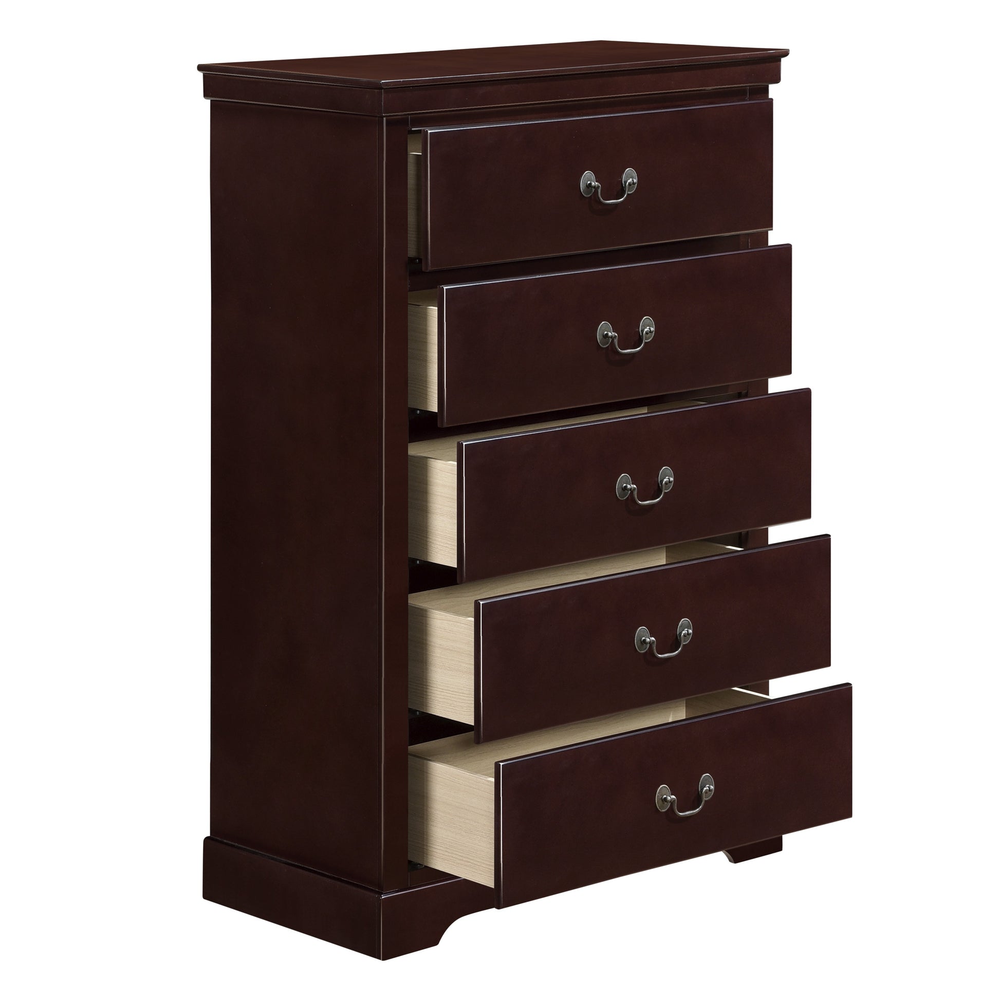 Classic Traditional 1Pc Chest Of 5 Drawers Cherry Finish Bedroom Furniture Wooden Cherry Wood