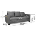 Sofa 3 Seater Charcoal Wood 3 Seat