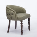 Hand Pulled Buckle Decoration Pu Dining Chair,Accent Leisure Chair, Mid Century Modern Arm Chair With Solid Wood Armrests And Legs, 1 Seat Cushioned Sofa For Living Room Bedroom,Olive Green Color Olive Green Primary Living Space American Design