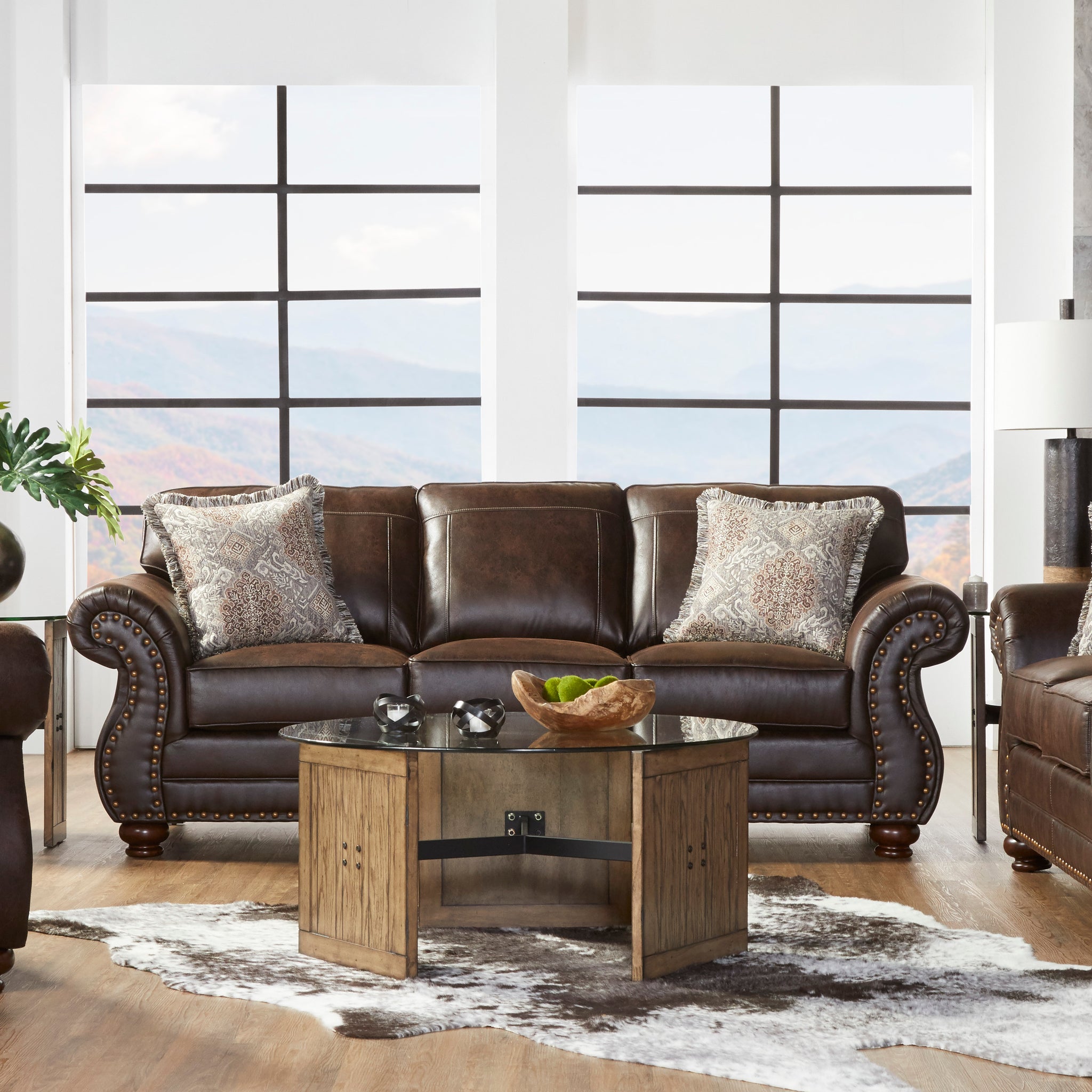 Leinster Faux Leather Upholstered Sofa, Loveseat, And Chair Set Espresso Faux Leather 6 Seat