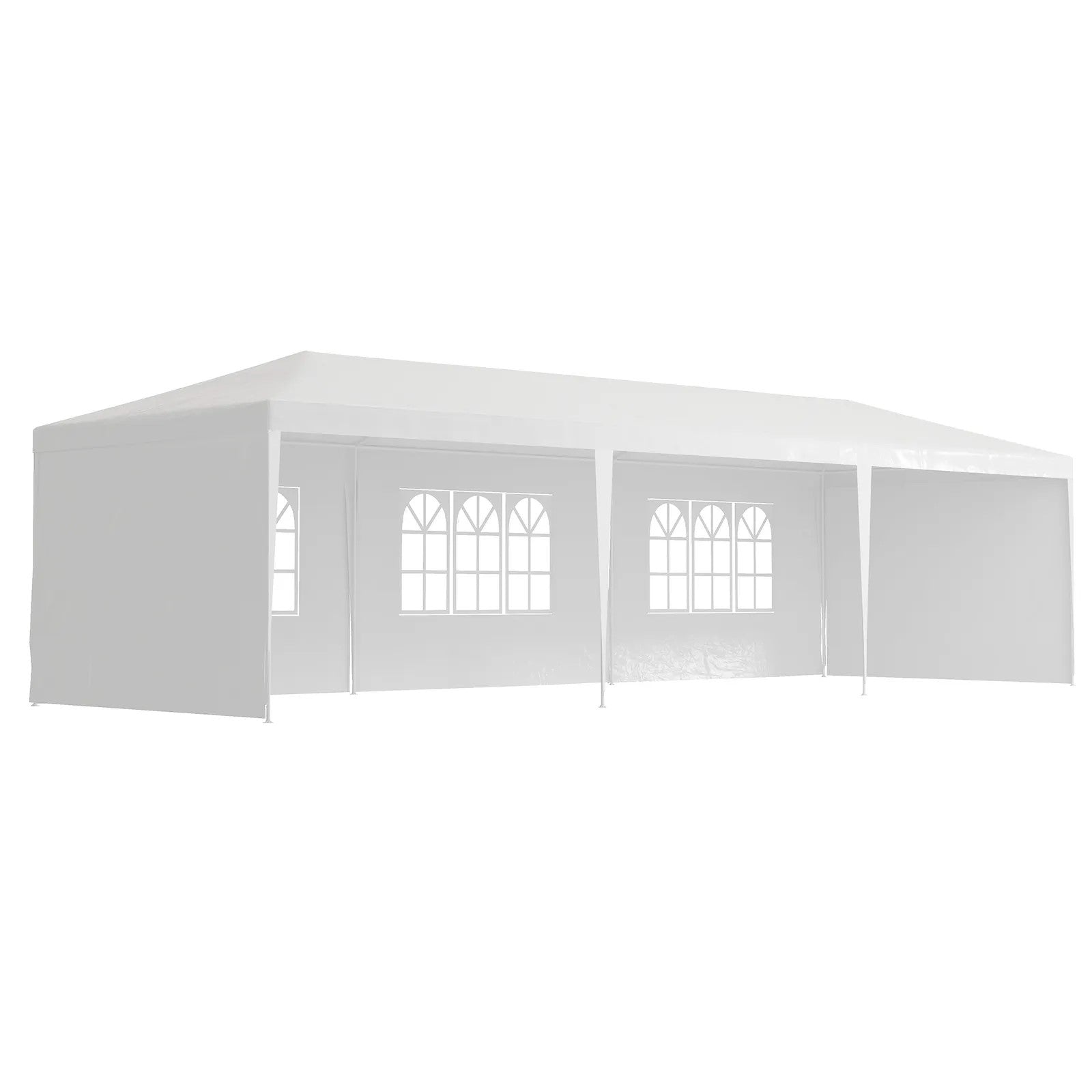 10X30' Outdoor Garden Gazebo Wedding Party Tent Canopy Marquee With 5 Removable Sidewalls White Metal