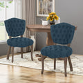 Kd Tufted Chair Wthr Set Of 2 Navy Blue Fabric