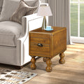 Solid Wood End Table, Rectangle 23.6 Inch Narrow Side Table With Drawer, Vintage Bedside Table Nightstand For Small Spaces, Living Room, Bedroom, Easy Assembly, Antique Brown Antique Brown Pine
