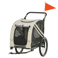 Aosom 2 In 1 Pet Bike Trailer For Small Dogs, Road Visibility Bicycle Stroller, Weather Strong Bike Wagon Trailer Sidecar Attachment, White White Steel