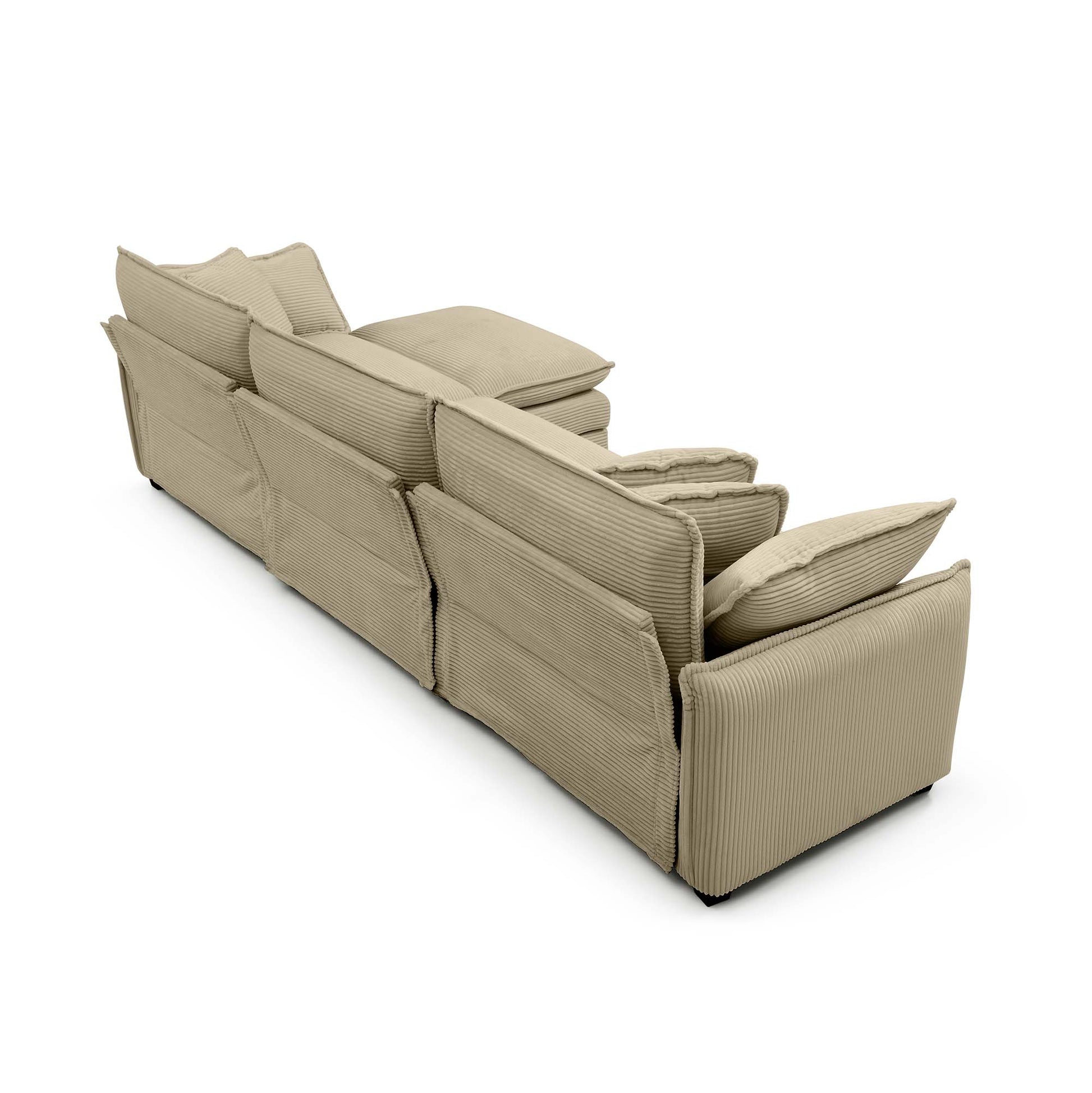 Oversize 3 Seater Sofa With One Footrest, L Shaped Sectional Sofa With Ottoman For Living Rooms,Tan Corduroy Sofa Tan Corduroy 3 Seat