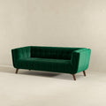 Addison Large Green Velvet Sofa Dark Green,Green Brown Velvet Wood Foam Solid Wood,Velvet 3 Seat