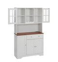 Kitchen Pantry Storage Cabinet, Modern Buffet Cabinet With Hutch, Tall Kitchen Hutch Cabinet With Microwave Stand, Food Pantry Cabinet For Dining Room, White, 39''W X 15.7''D X 68''H. White Particle Board