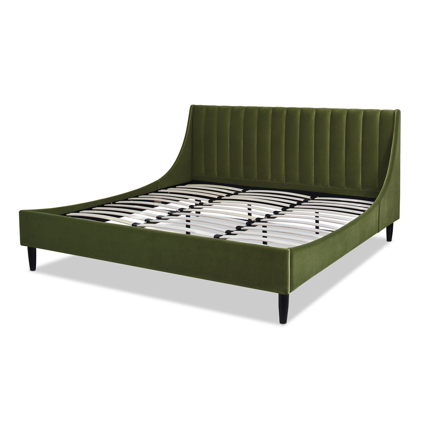 Aspen Vertical Tufted Headboard Platform Bed Set, King, Olive Green Performance Velvet King Olive Green Wood Foam Velvet Velvet