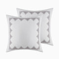 Cotton Printed Comforter Set With Chenille White Navy Full Queen Queen White Navy Cotton