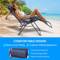 2 Set Zero Gravity Chairs Patio Portable Reclining Folding Lounge Chair Beach Camping Chairs With Pillow And Cup Holder Trays For Garden, Poolside, Blue Blue Steel