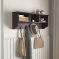 Espresso Entryway Wall Mounted Coat Rack With 4 Dual Hooks Living Room Wooden Storage Shelf Espresso Mdf