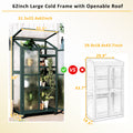 62Inch Height Wood Large Greenhouse Balcony Portable Cold Frame With Wheels And Adjustable Shelves For Outdoor Indoor Use, Forest Green Green Casual Wood Solid Wood