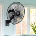 18 In. 90 Degree 5 Speed Settings Black Wall Mount Fan Horizontal Oscillation Indoor Outdoor Household Commercial Black Metal