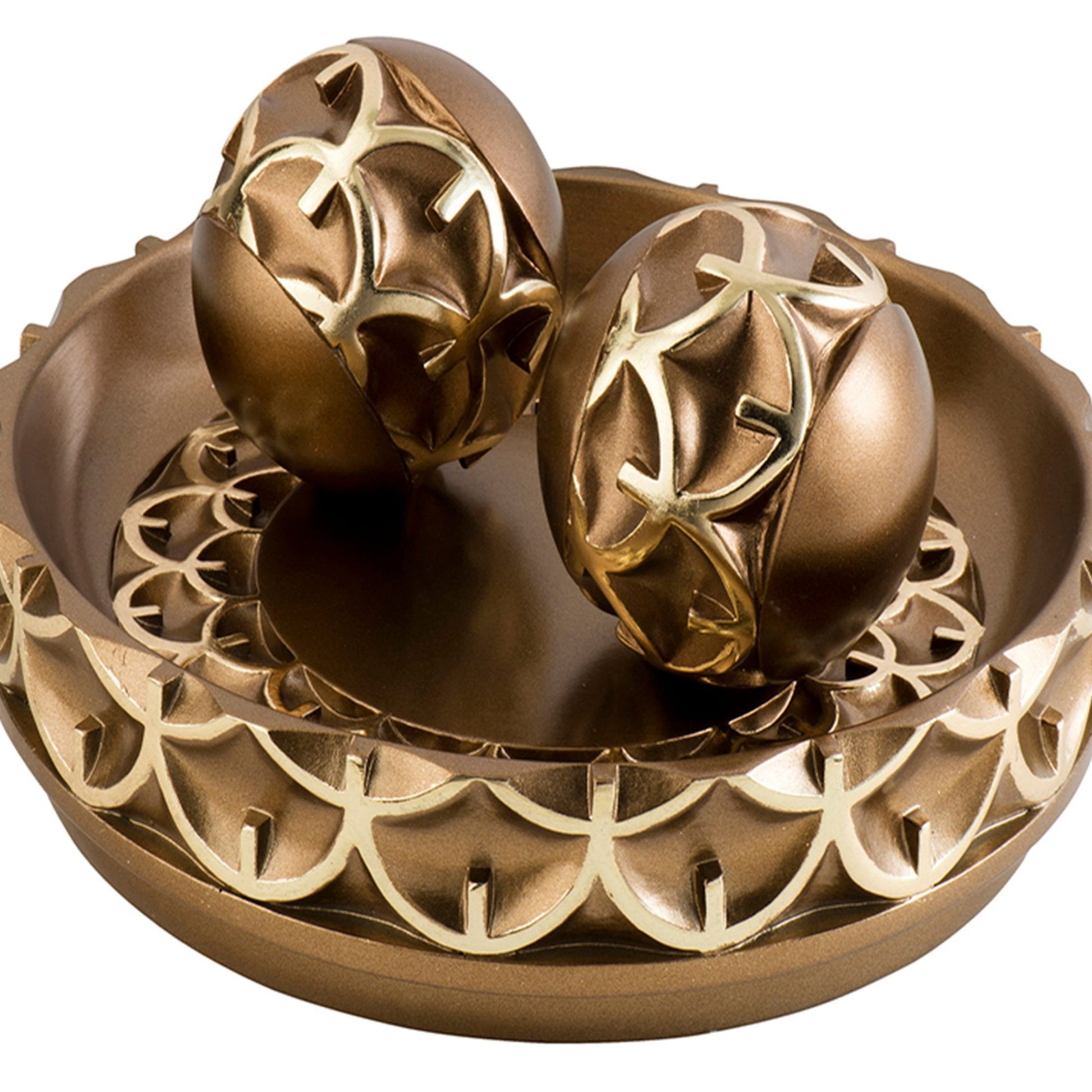 11.75" Long Polyresin Decorative Bowl "Mystic Owl" With Golden Finish Gold Polyresin