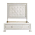 Classic Luxury Pearl White Finish King Bed Button Tufted Upholstered Headboard Bedroom Furniture 1Pc, Dart Molding Design Panels Box Spring Required King White Wood Bedroom Bed Frame Polyester Wood