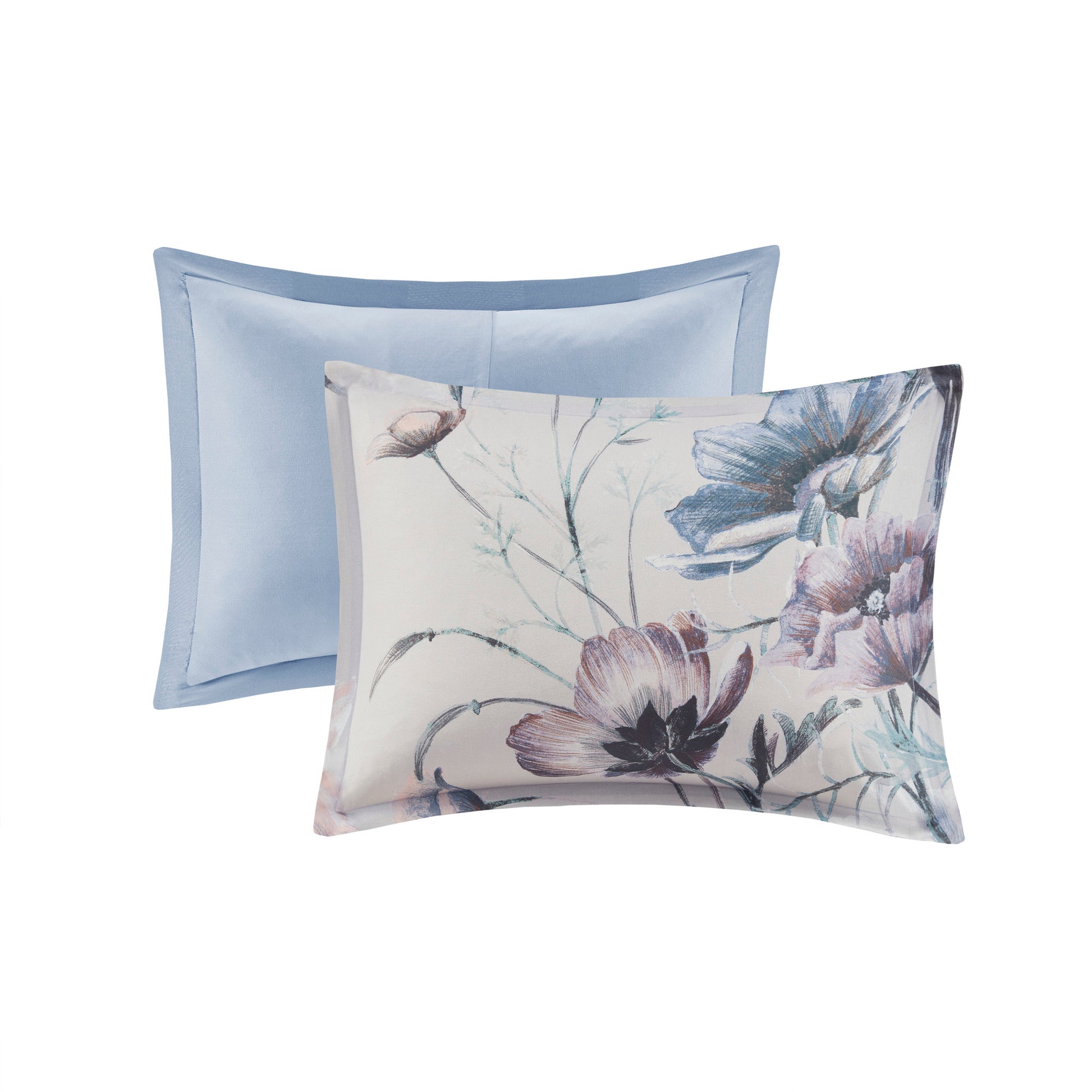 8 Piece Cotton Printed Comforter Set Blue Queen Queen Blue Polyester