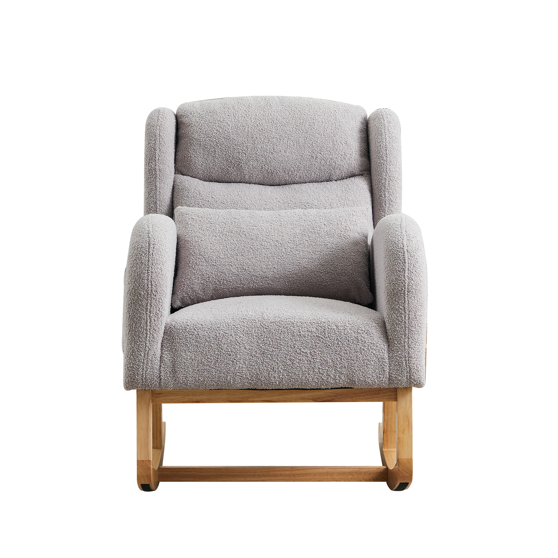 27.2"W Modern Accent High Backrest Living Room Lounge Arm Rocking Chair, Two Side Pocket Grey Foam Fabric