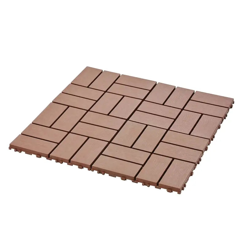 Plastic Interlocking Deck Tiles,36 Pack Patio Deck Tiles,12"X12" Square Waterproof Outdoor All Weather Use, Patio Decking Tiles For Poolside Balcony Backyard, Brown Brown Abs