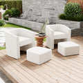 Accent Chair White Sofa Chair One Set, Modern Living Room Side Chair, Single Sofa Chair, Footstool With Storage, Suitable For Bedroom Office Reading Space, Study Cream White Cream White Foam Velvet