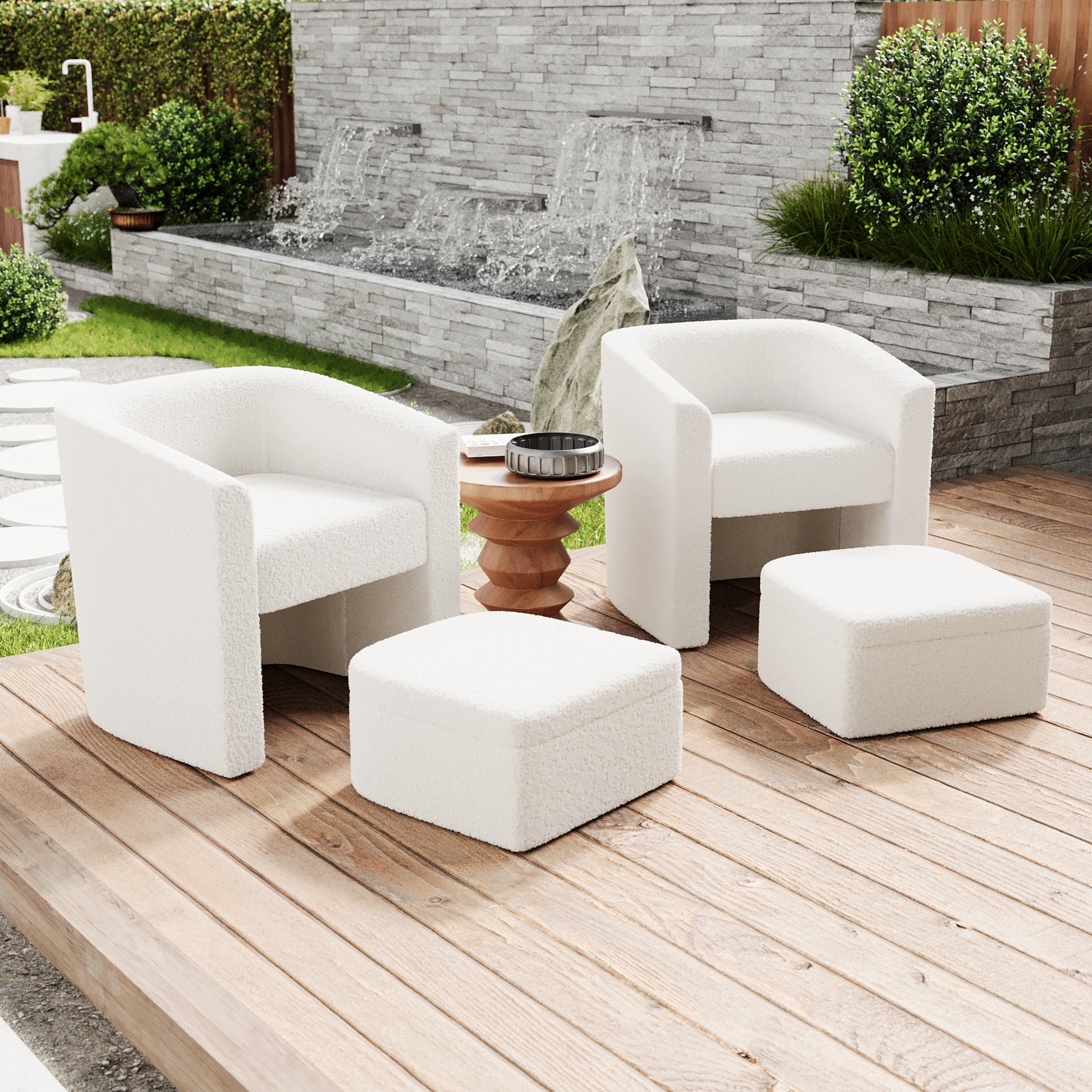 Accent Chair White Sofa Chair One Set, Modern Living Room Side Chair, Single Sofa Chair, Footstool With Storage, Suitable For Bedroom Office Reading Space, Study Cream White Cream White Foam Velvet