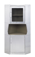 Aluminum 2 Door Cabinet With 1 Shelf Freestanding 1 2 Shelves Silver Primary Living Space Shelves Included Industrial,Rustic Wood Metal