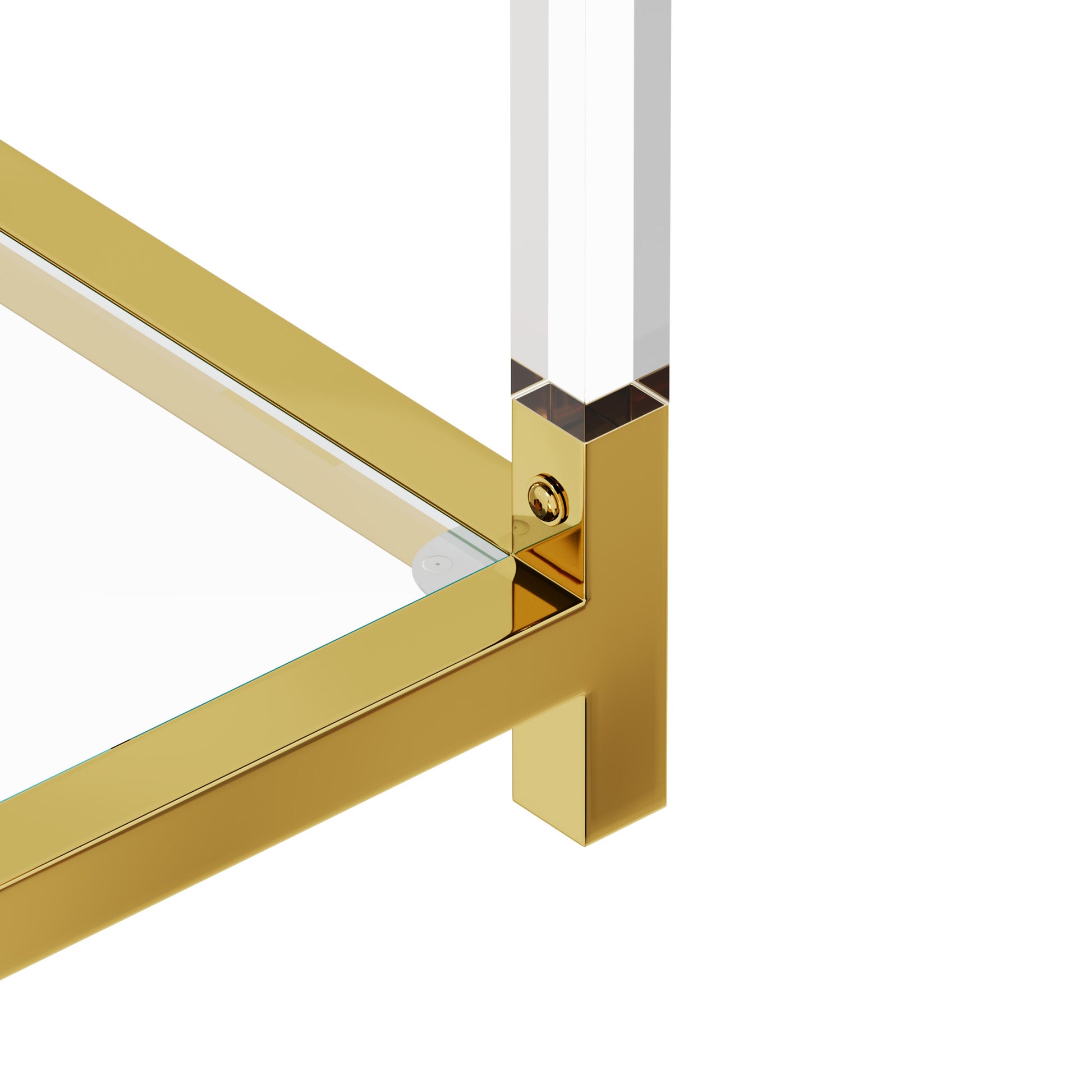 Modern Minimalist Style Gold Metal Frame With Acrylic Leg Coffee Table Cs 1195 Golden,Transparent Glass Acrylic