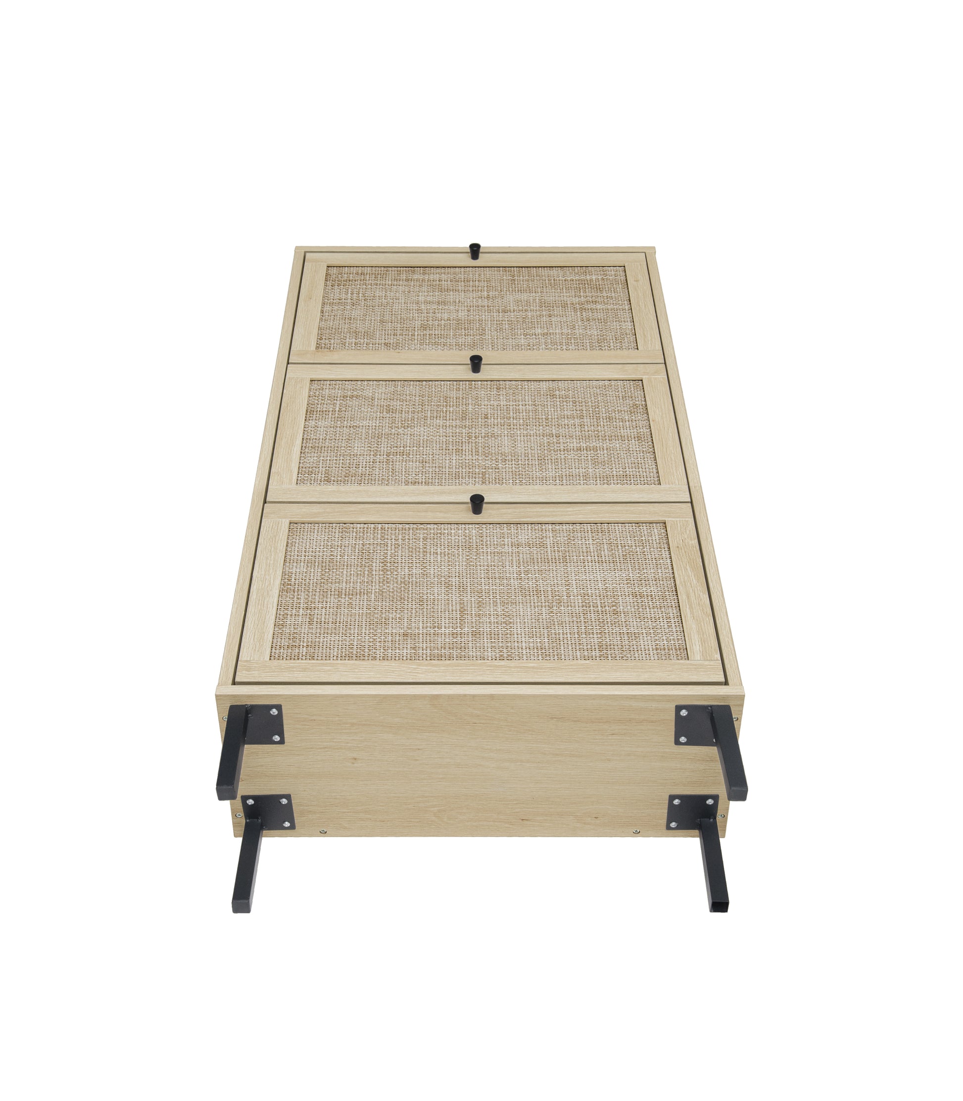 Rattan 3 Door Shoe Rack, Freestanding Modern Shoe Storage Cabinet, For Entryway Natural Particle Board