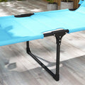 Outsunny Outdoor Lounge Chair, Adjustable Backrest Folding Chaise Lounge, Cushioned Tanning Chair W Sunshade Roof & Pillow Headrest For Beach, Camping, Hiking, Light Blue Light Blue Steel