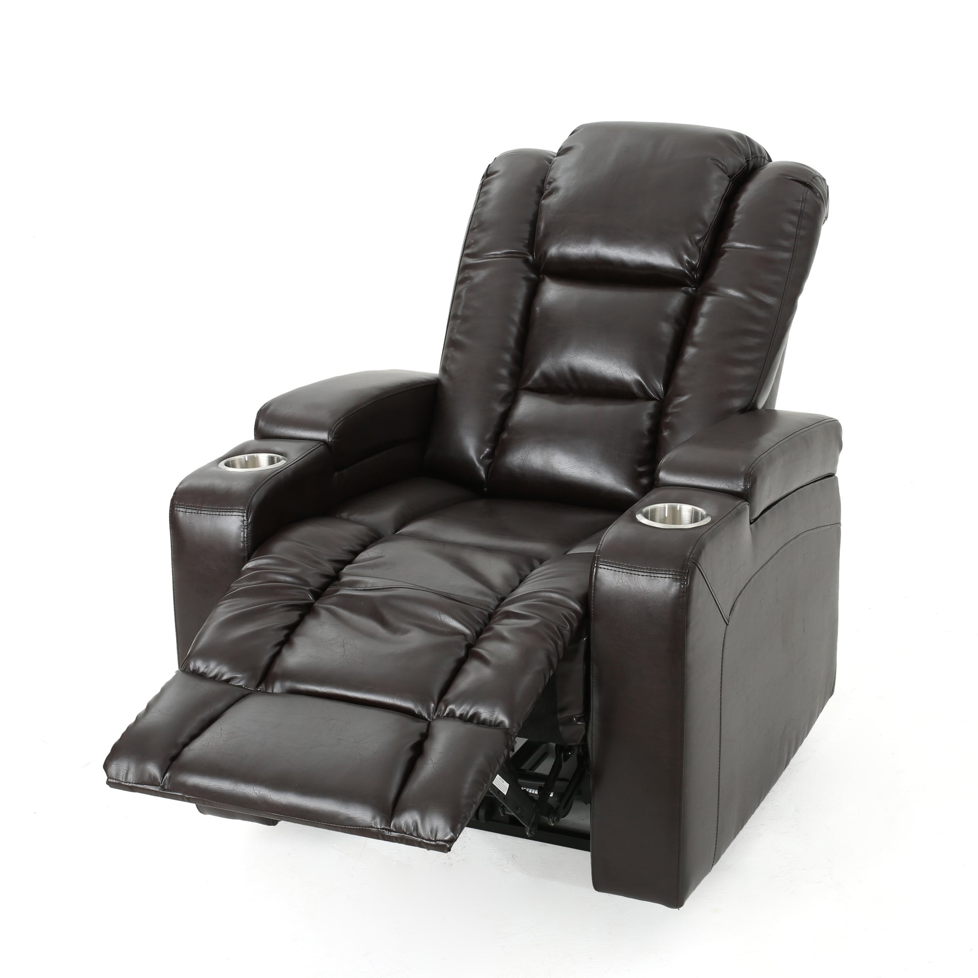 33" Wide Power Standard Recliner Chair With Arm Storage With Usb Brown Pu