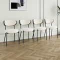 Modern Grey Simple Teddy Velvet Dining Chair Upholstered Chair Family Bedroom Stool Back Dressing, Black Round Table Set,Bentwood Covered With Ash Veneer Chair Back,Chair Black Metal Legs Set Of 5 Black Mdf