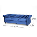 Classic 3 Seater Velvet Sofa In Navy Blue, Offering Timeless Elegance And Luxurious Comfort For Your Living Space, Featuring Plush Upholstery For Ultimate Relaxation And Stylish Entertaining Navy Blue Velvet Wood Primary Living Space Medium Soft Tight