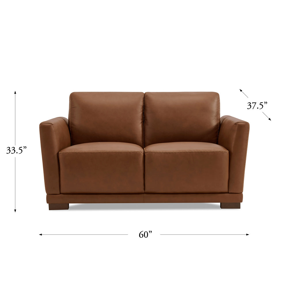 Mary Leather Loveseat Brown Memory Foam Genuine Leather