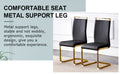 Table And Chair Set.Modern Rectangular Dining Table With Black Textured Stickers Glass Tabletop And Gold Plated Metal Legs.Paried With 4 Comfortable Chairs With Pu Seats And Golden Metal Legs. Black Gold Seats 4 Glass Metal