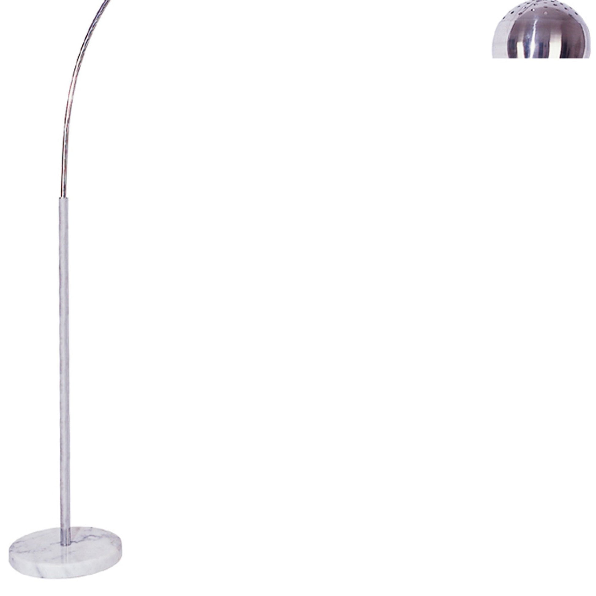 85" Tall Metal Floor Lamp With White Marble Base, Arch Design White Metal