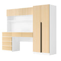 2 Door Wooden Storage Desk Wardrobe For Bedroom With Shelves And Drawers,Natural Natural Mdf Lvl