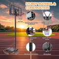 Basketball Hoop Basketball System 4.76 10Ft Height Adjustable With 4 Basketball, Net Pocket, Inflator Set Black Metal