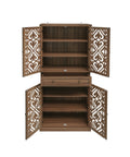 4 Door Cabinet With 1 Drawer, With 4 Adjustable Inner Shelves, Storage Cabinet Walnut Mdf