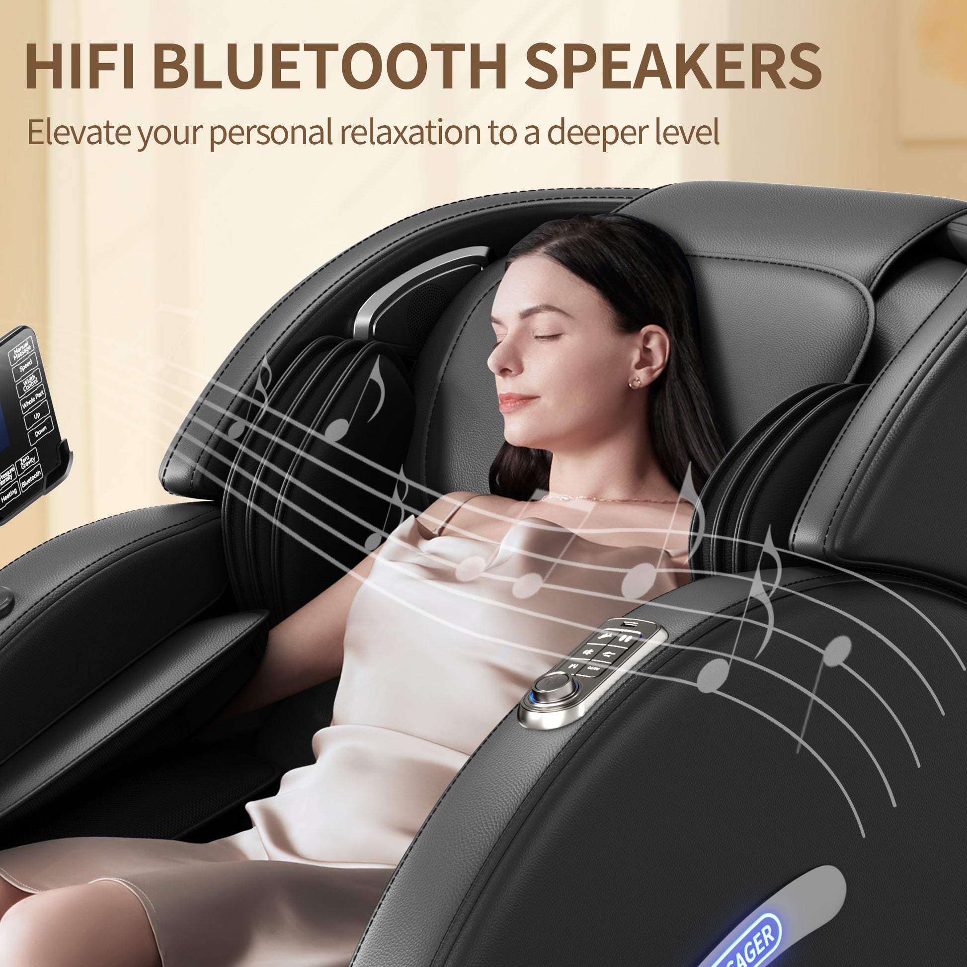 Full Body Massage Chair, Full Body Zero Gravity With 3D Massage Mechanism, 6 Auto Massage Mode, Waist And Calf Heater, Foot Roller, Bluetooth Speaker Black Black Power Remote Metal Primary Living Space Medium Duty Luxury,Modern Push Button Polyurethane