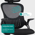Office Chair, Comfortable Swivel Chair With High Back, Wheels, Adjustable Headrest, Comfortable Lumbar Support, Flip Arm, Black Black Stainless Steel