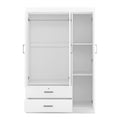 3 Door Mirror Wardrobe With Shelves, White White Plywood