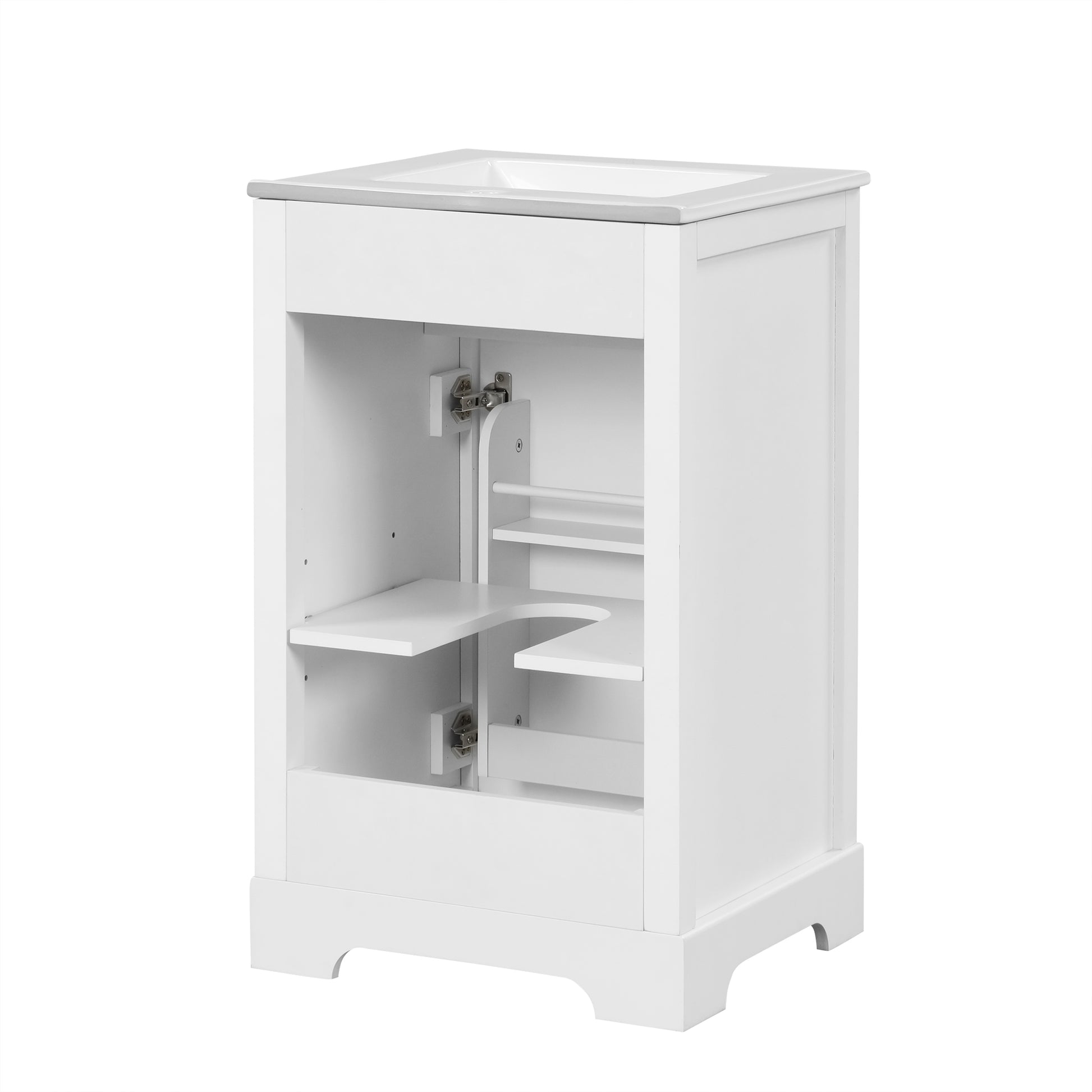 20" Bathroom Vanity With Sink, Bathroom Cabinet With Soft Closing Door, Storage Rack And Adjustable Shelve, White Old Sku:Wf531249Aak White Mdf