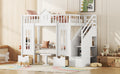 Twin Over Twin Bunk Bed With Changeable Table, Bunk Bed Turn Into Upper Bed And Down Desk White Twin White Solid Wood