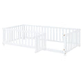 Twin Size Wood Daybed With Fence Guardrails And 2 Drawers, Split Into Independent Floor Bed & Daybed, White Old Sku :Lp000881Aak Twin White Solid Wood Mdf