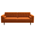 Casey Mid Century Modern Burnt Orange Velvet Sofa Burnt Orange Velvet Wood Primary Living Space Mid Century Modern Foam Velvet 3 Seat