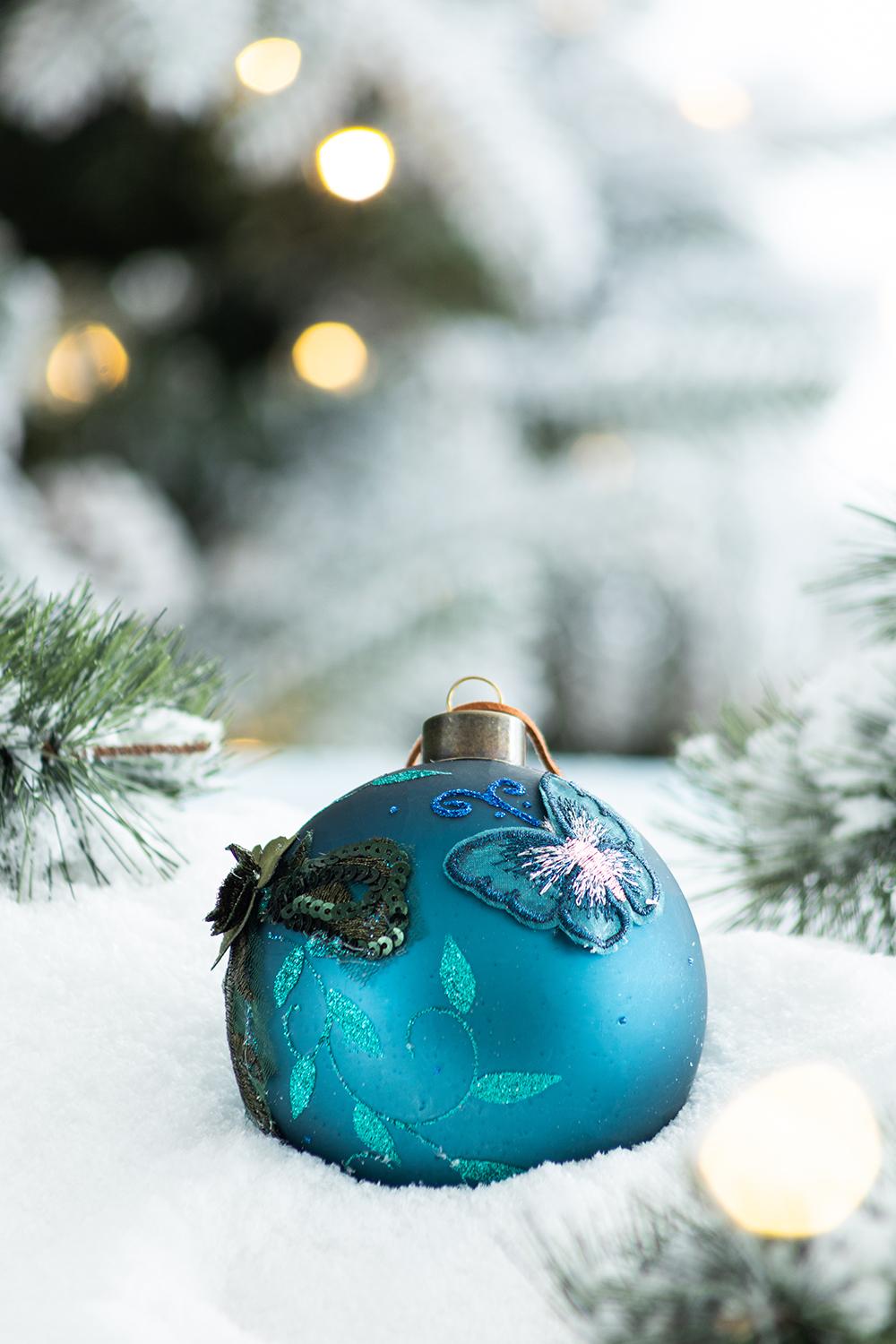 D3.9" Christmas Ball Ornaments, Glass Decorative Hanging Ball Christmas Tree Ornaments For Holiday Party Decorations, Set Of 6 Blue Glass