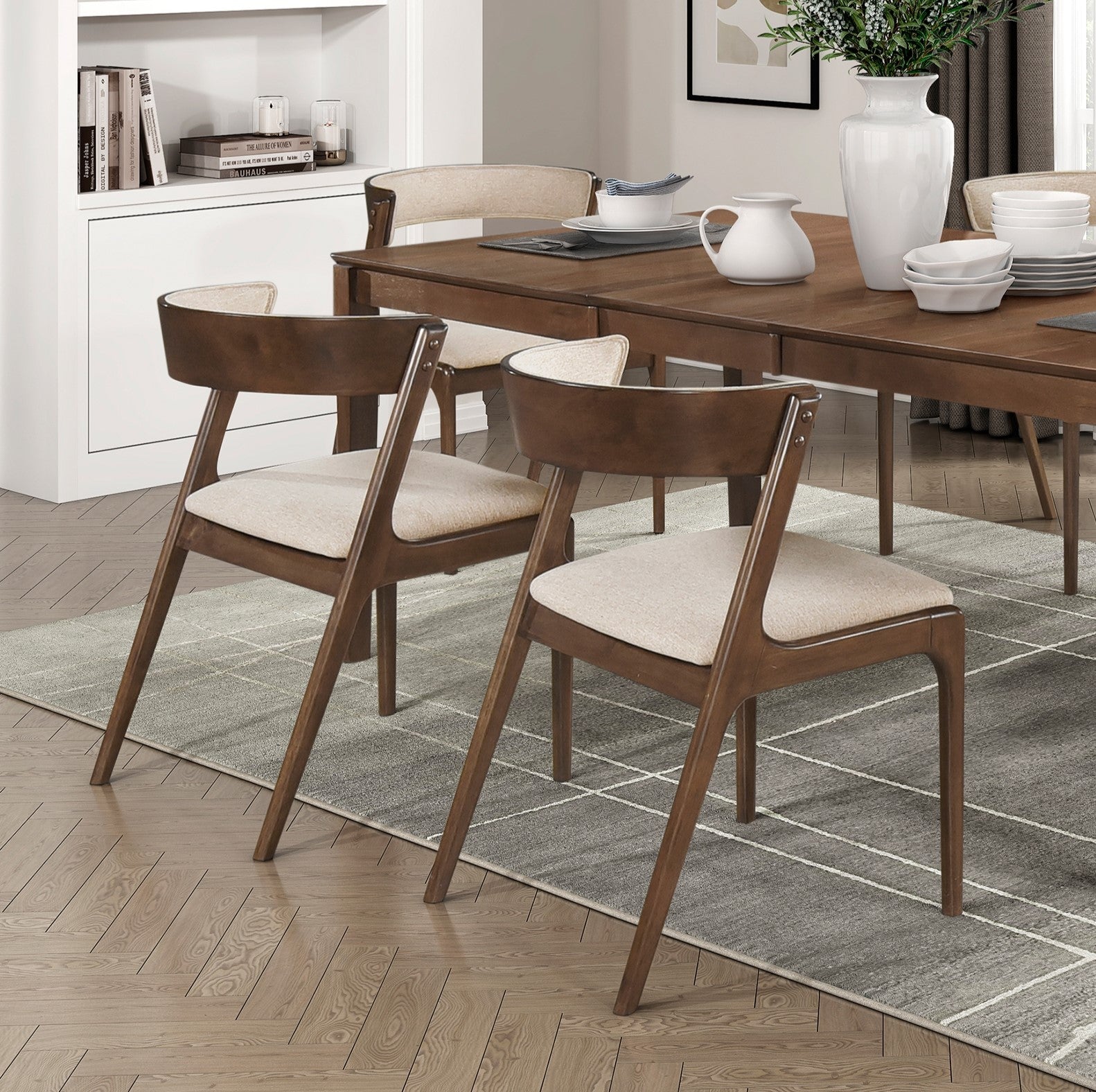 Walnut Finish Dining Chairs 2Pc Set Upholstered Back And Seat Cushion Modern Dining Kitchen Furniture 1Pc Walnut Dining Room Contemporary Wood