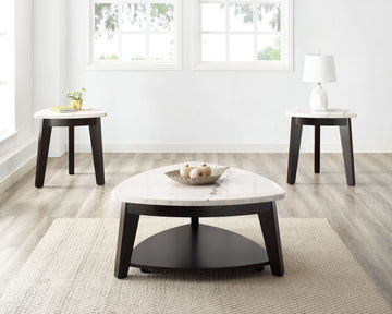 Francies 3 Piece Table Set White Marble White Marble